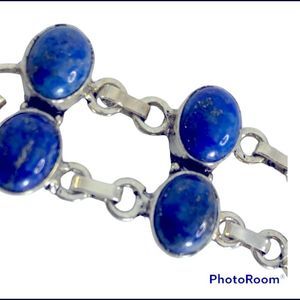 Lapis bracelet set in 925 sterling silver 8” adjustable